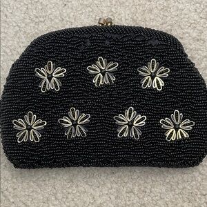 Elegant Black Beaded Clutch